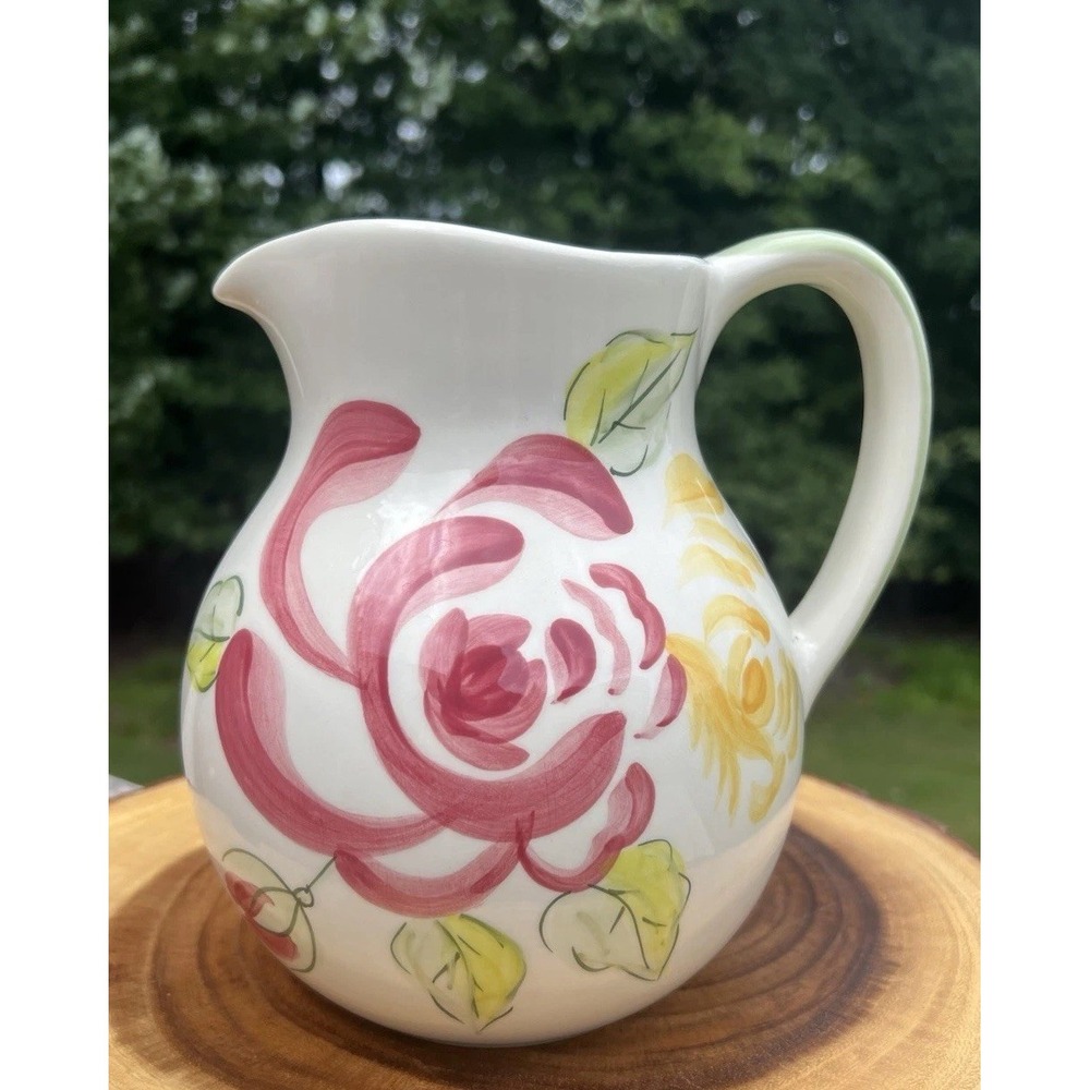 Royal Albert Rose Garden Earthenware Pitcher Hand Painted Rose 2000 Portugal